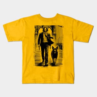 John Wick-Bridge-Vintage-Retro Kids T-Shirt